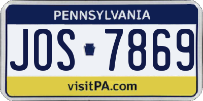 PA license plate JOS7869