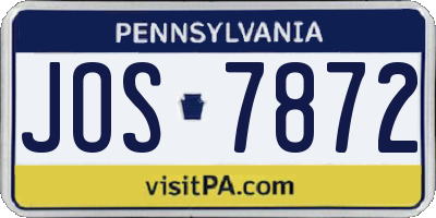 PA license plate JOS7872