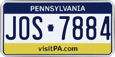 PA license plate JOS7884