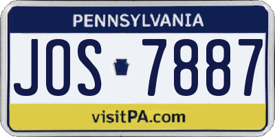 PA license plate JOS7887