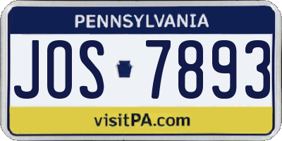 PA license plate JOS7893