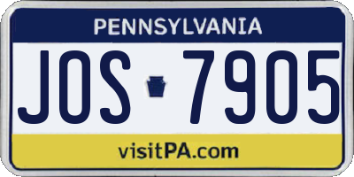PA license plate JOS7905