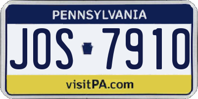 PA license plate JOS7910