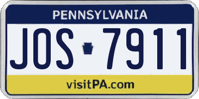 PA license plate JOS7911