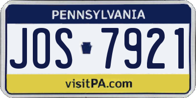 PA license plate JOS7921