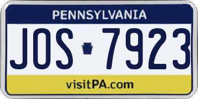 PA license plate JOS7923