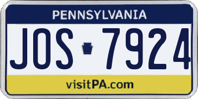 PA license plate JOS7924
