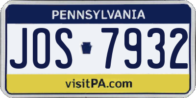 PA license plate JOS7932