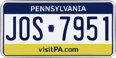 PA license plate JOS7951