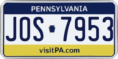 PA license plate JOS7953