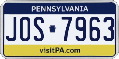 PA license plate JOS7963