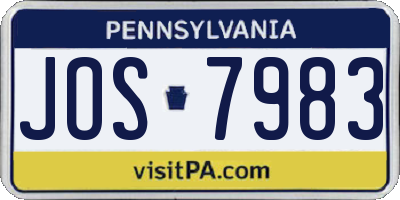PA license plate JOS7983