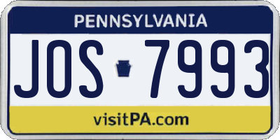 PA license plate JOS7993