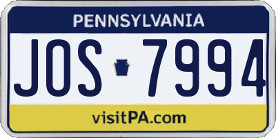 PA license plate JOS7994