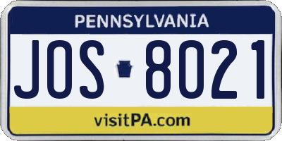 PA license plate JOS8021