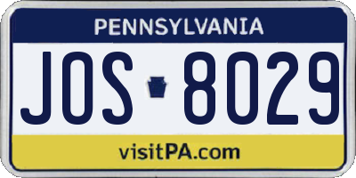 PA license plate JOS8029