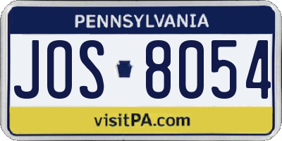 PA license plate JOS8054