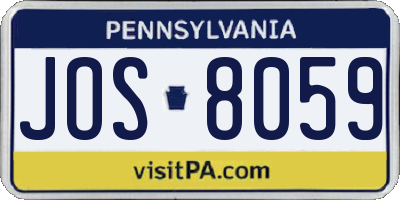 PA license plate JOS8059