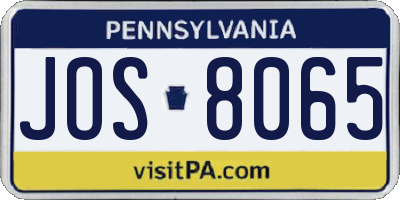 PA license plate JOS8065