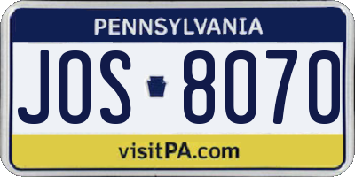 PA license plate JOS8070