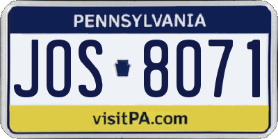 PA license plate JOS8071