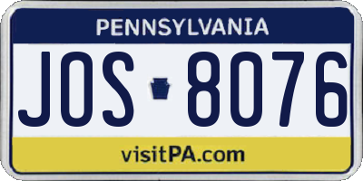 PA license plate JOS8076