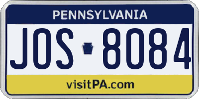 PA license plate JOS8084
