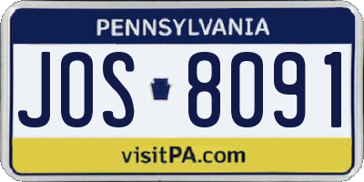 PA license plate JOS8091