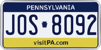 PA license plate JOS8092