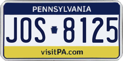 PA license plate JOS8125