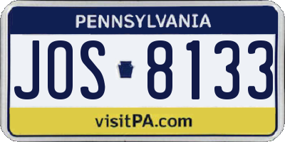 PA license plate JOS8133
