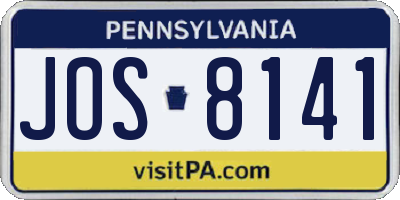 PA license plate JOS8141