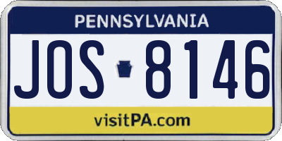 PA license plate JOS8146