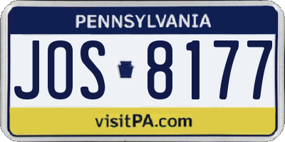 PA license plate JOS8177
