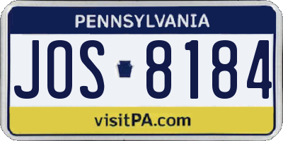 PA license plate JOS8184