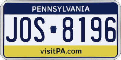 PA license plate JOS8196