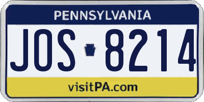 PA license plate JOS8214