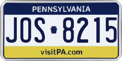PA license plate JOS8215