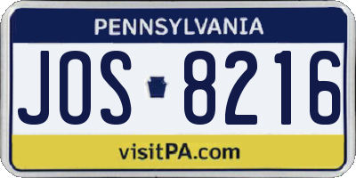 PA license plate JOS8216