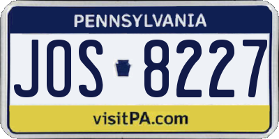 PA license plate JOS8227