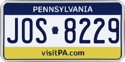 PA license plate JOS8229