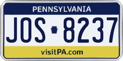 PA license plate JOS8237