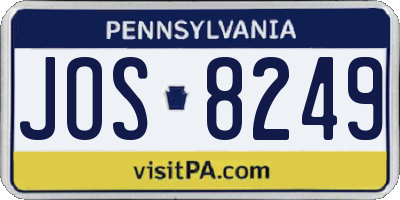 PA license plate JOS8249