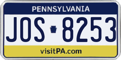 PA license plate JOS8253