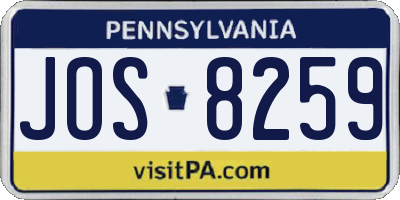 PA license plate JOS8259