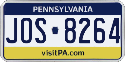 PA license plate JOS8264