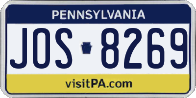 PA license plate JOS8269
