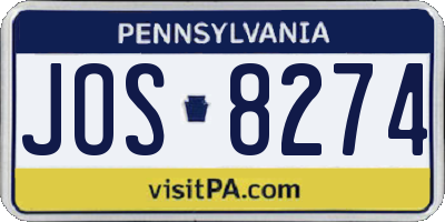 PA license plate JOS8274