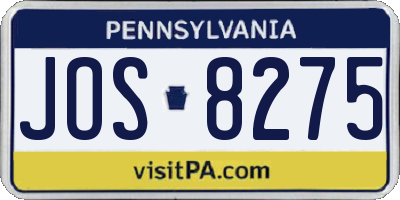 PA license plate JOS8275