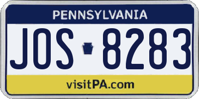 PA license plate JOS8283